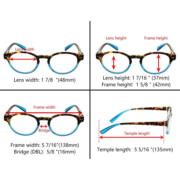 eyekeeper.com - 3 Pack Stylish Elegant Oval Round Reading Glasses R091D