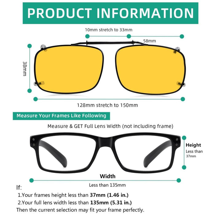 Eyekeeper.Com - 3 Pack Polarized Clip On Night Vision Driving Glasses C60 (58Mmx38Mm)