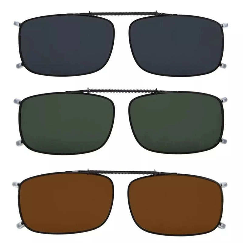 eyekeeper.com 3 Pack Polarized Clip on Sunglasses with Spring Draw Bar C63 (54MMx34MM) Sunglasses