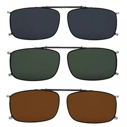 eyekeeper.com 3 Pack Polarized Clip on Sunglasses with Spring Draw Bar C63 (54MMx34MM) Sunglasses