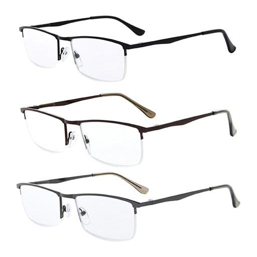 eyekeeper.com - 3 Pack Quality Metal Half-rim Design Reading Glasses R1614