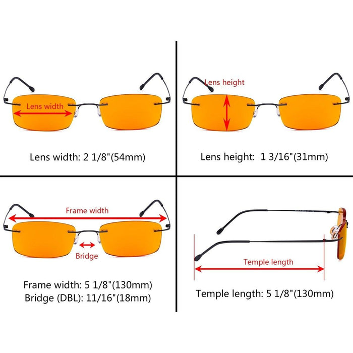 eyekeeper.com - 3 Pack Rectangle Blue Light Blocking Reading Glasses DSWK8