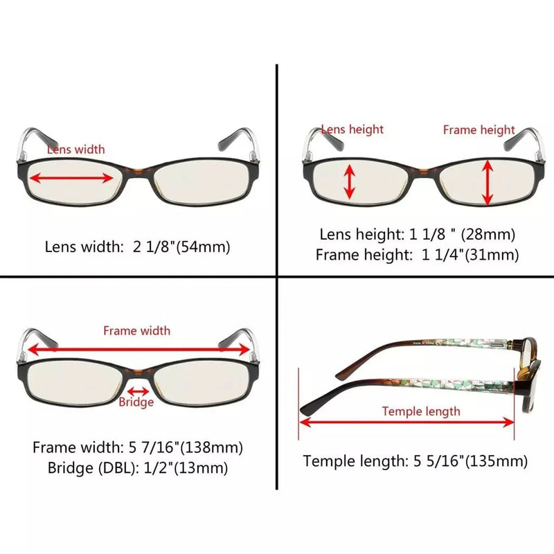 eyekeeper.com 3 Pack Rectangle Blue Light Filter Readers CG908 Eyeglasses