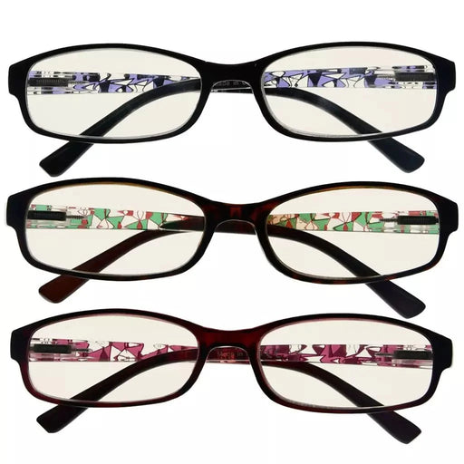 eyekeeper.com 3 Pack Rectangle Blue Light Filter Readers CG908 Eyeglasses