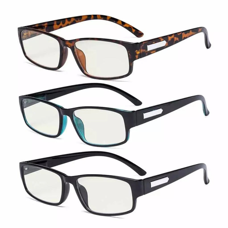 eyekeeper.com 3 Pack Rectangle Blue Light Filter Reading Glasses Comfort UVR9103 Eyeglasses