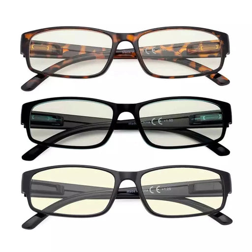 eyekeeper.com 3 Pack Rectangle Blue Light Filter Reading Glasses Comfort UVR9103 Eyeglasses