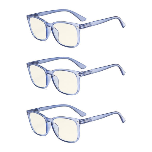 eyekeeper.com - 3 Pack Rectangle Blue Light Filter Reading Glasses UVRT1801