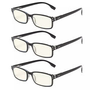eyekeeper.com 3 Pack Rectangle Blue Light Reading Glasses CG097 Eyeglasses