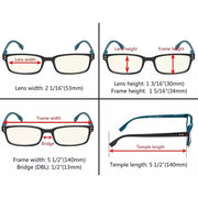 eyekeeper.com 3 Pack Rectangle Blue Light Reading Glasses CG097 Eyeglasses