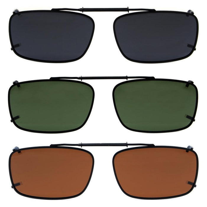 3 Pack Clip-on Polarized Sunglasses C61(54MMx34MM)