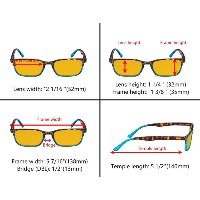 eyekeeper.com - 3 Pack Rectangle Blue Light Blocking Reading Glasses HP898D