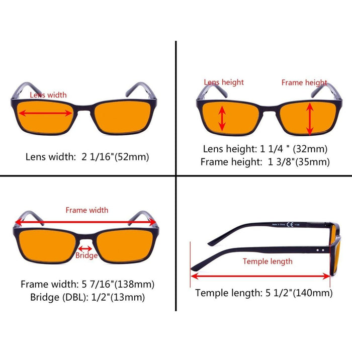 eyekeeper.com - 3 Pack Rectangle Blue Light Blocking Reading Glasses DS898