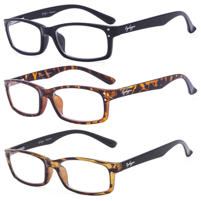 eyekeeper.com - 3 Pack Rectangle Reading Glasses Chic Readers R103