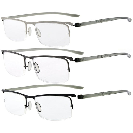 eyekeeper.com - 3 Pack Rectangle Reading Glasses Half Rim Classic 3-R15615