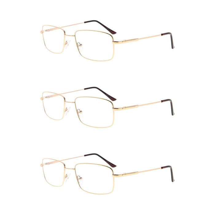 Eyekeeper.Com - 3 Pack Rectangle Reading Glasses Metal Readers R1701