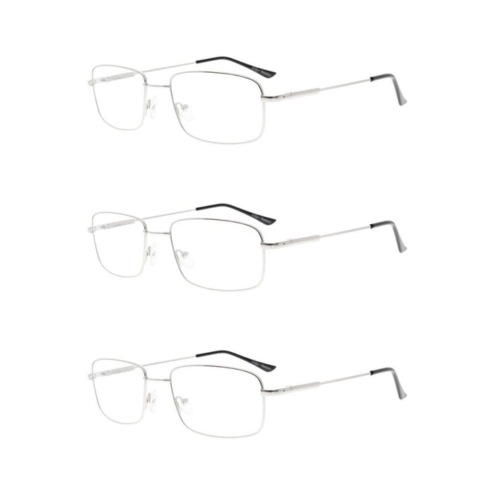 Eyekeeper.Com - 3 Pack Rectangle Reading Glasses Metal Readers R1701