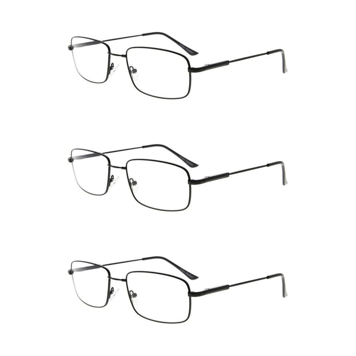 Eyekeeper.Com - 3 Pack Rectangle Reading Glasses Metal Readers R1701