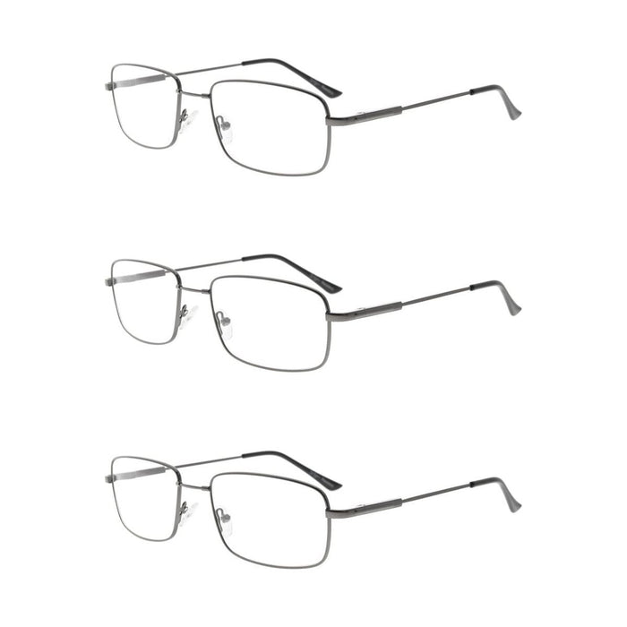 Eyekeeper.Com - 3 Pack Rectangle Reading Glasses Metal Readers R1701