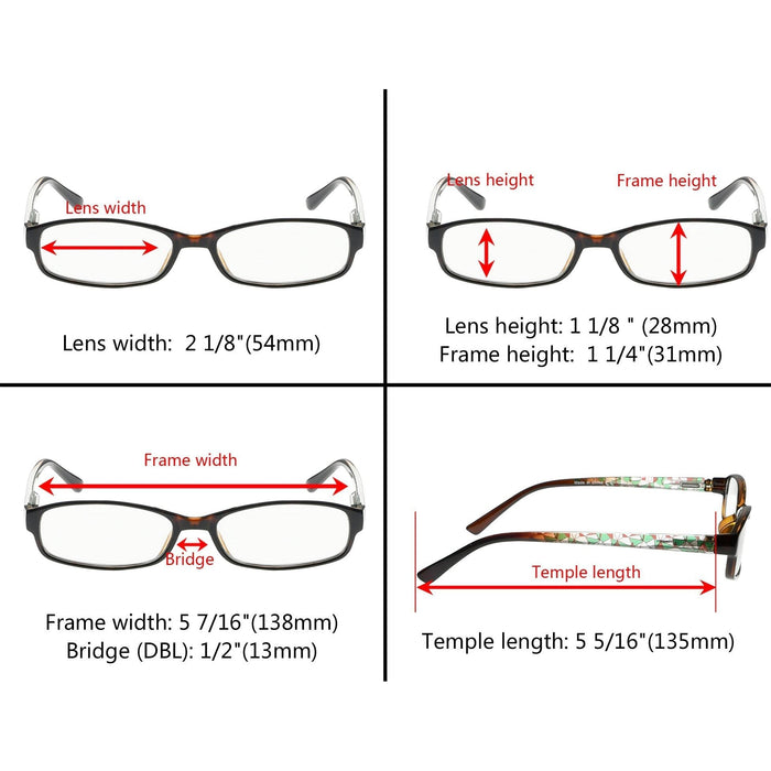 eyekeeper.com - 3 Pack Small Lens Reading Glasses with Pattern Temples R908