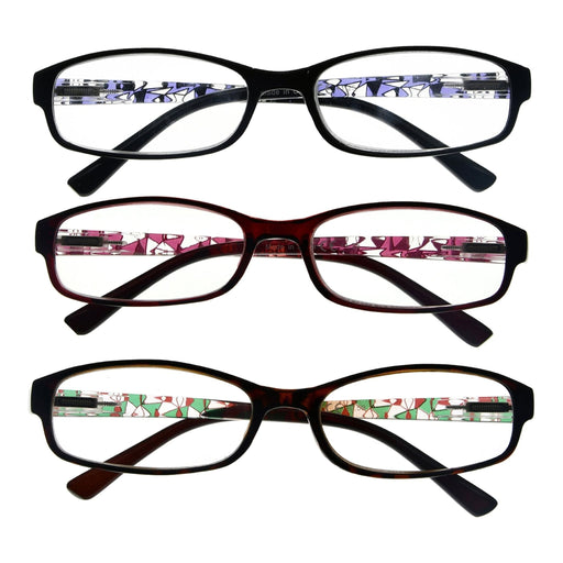 eyekeeper.com - 3 Pack Small Lens Reading Glasses with Pattern Temples R908