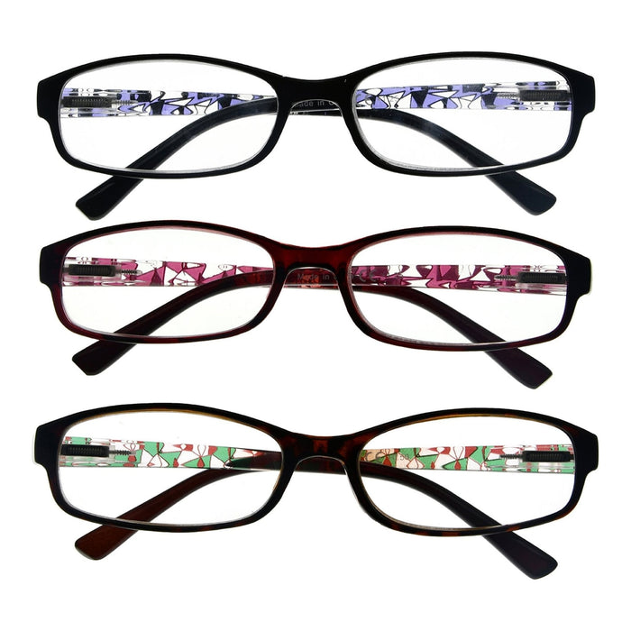 eyekeeper.com - 3 Pack Small Lens Reading Glasses with Pattern Temples R908