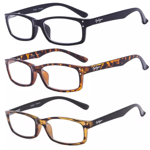 eyekeeper.com 3 Pack Rectangle Stylish Spring hinges Chic Reading Glasses R103 Eyeglasses