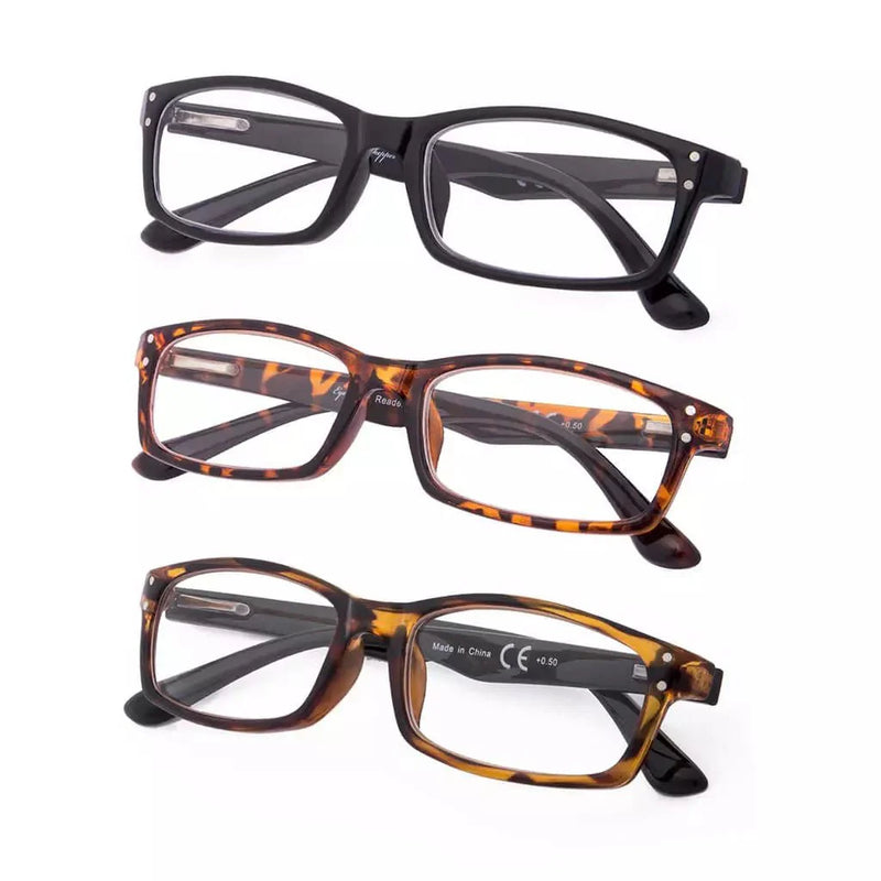eyekeeper.com 3 Pack Rectangle Stylish Spring hinges Chic Reading Glasses R103 Eyeglasses