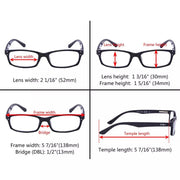 eyekeeper.com 3 Pack Rectangle Stylish Spring hinges Chic Reading Glasses R103 Eyeglasses