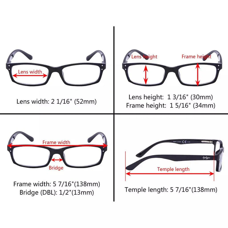 eyekeeper.com 3 Pack Rectangle Stylish Spring hinges Chic Reading Glasses R103 Eyeglasses