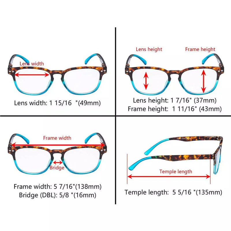 eyekeeper.com 3 Pack Rectangle Vintage Two-toned Reading Glasses R079D Eyeglasses