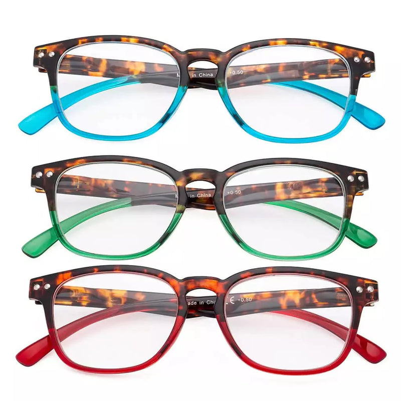 eyekeeper.com 3 Pack Rectangle Vintage Two-toned Reading Glasses R079D Eyeglasses