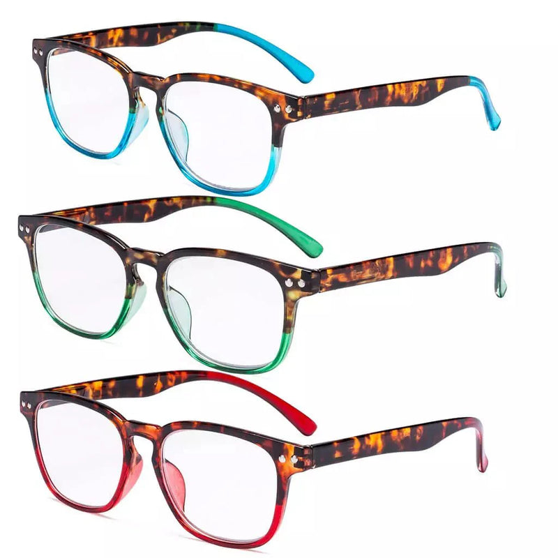 eyekeeper.com 3 Pack Rectangle Vintage Two-toned Reading Glasses R079D Eyeglasses