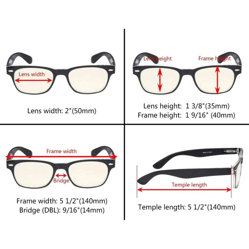 eyekeeper.com 3 Pack Retro Blue Light Filter Reading Glasses UVRFH4 Eyeglasses
