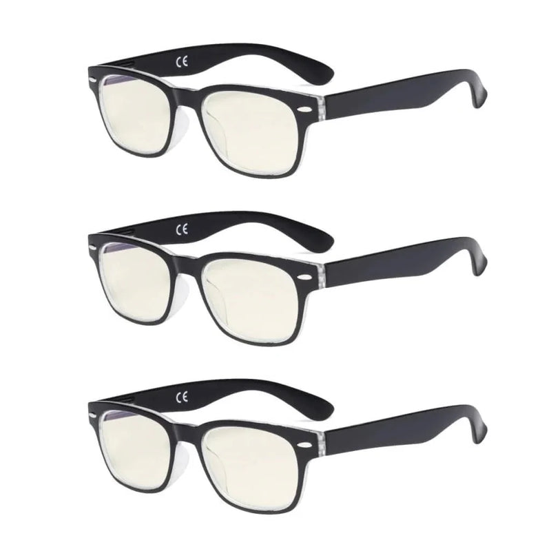 eyekeeper.com 3 Pack Retro Blue Light Filter Reading Glasses UVRFH4 Eyeglasses