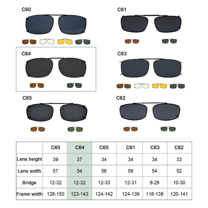 eyekeeper.com - 3 Pack Retro Clip on Sunglasses Polarized C64 (54MMx37MM)