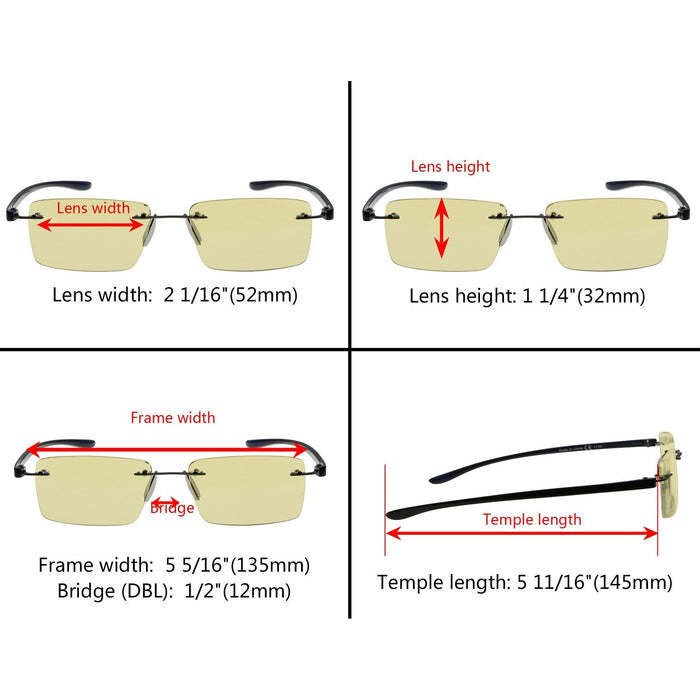 eyekeeper.com - 3 Pack Rimless Blue Light Blocking Reading Glasses TMCG14003