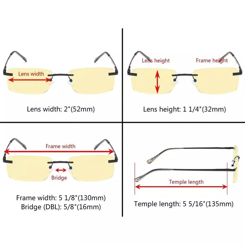eyekeeper.com 3 Pack Rimless Blue Light Blocking Readers TMCG1612 Eyeglasses