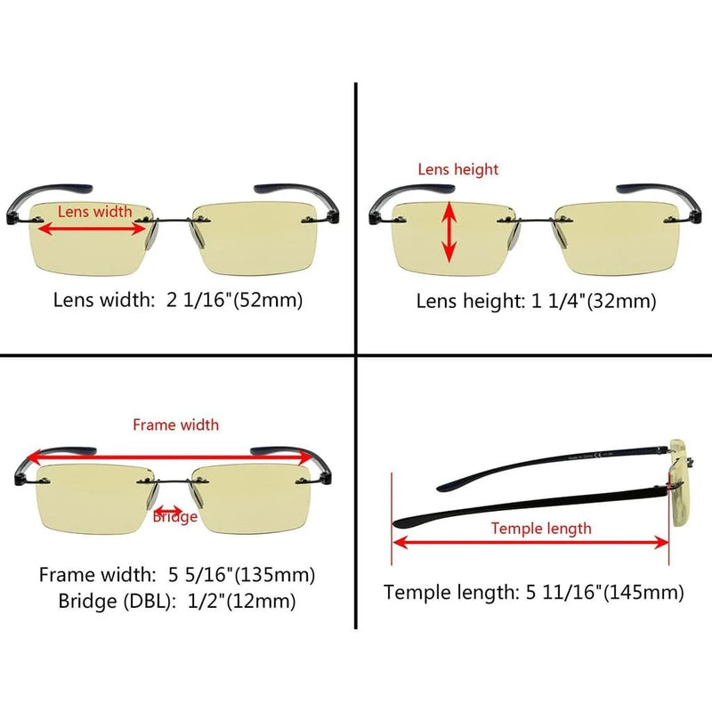 eyekeeper.com 3 Pack Rimless Blue Light Blocking Reading Glasses TMCG14003 Eyeglasses