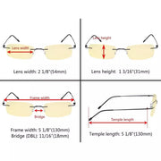 eyekeeper.com 3 Pack Rimless Blue Light Blocking Reading Glasses TMWK8 Eyeglasses