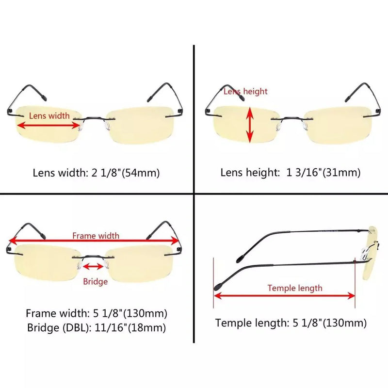 eyekeeper.com 3 Pack Rimless Blue Light Blocking Reading Glasses TMWK8 Eyeglasses