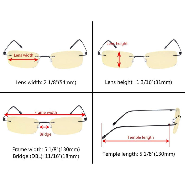 eyekeeper.com - 3 Pack Rimless Blue Light Blocking Reading Glasses TMWK8