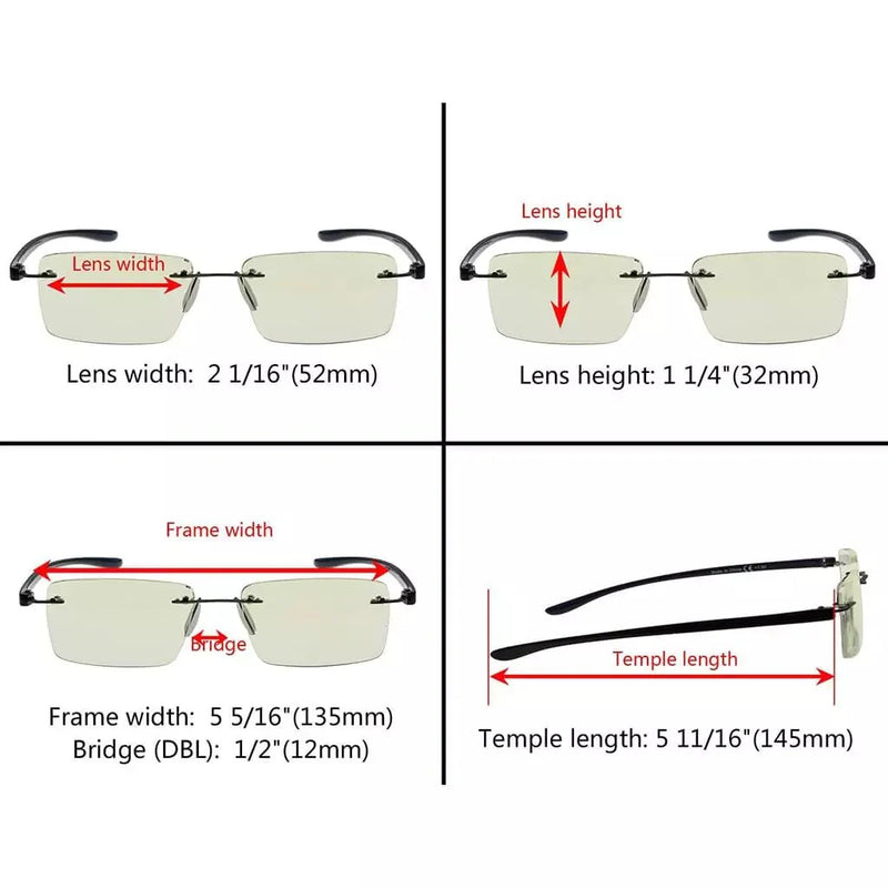 eyekeeper.com 3 Pack Rimless Blue Light Filter Reading Glasses UVR14003 Eyeglasses