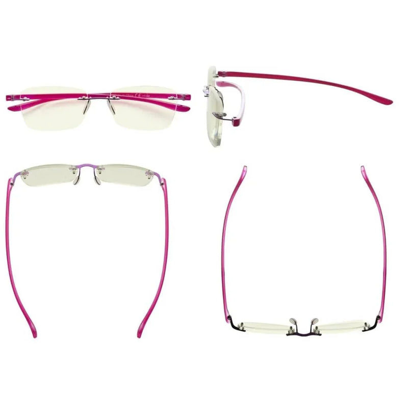 eyekeeper.com 3 Pack Rimless Blue Light Filter Reading Glasses UVR14009 Eyeglasses