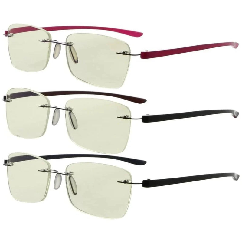 eyekeeper.com 3 Pack Rimless Blue Light Filter Reading Glasses UVR14009 Eyeglasses