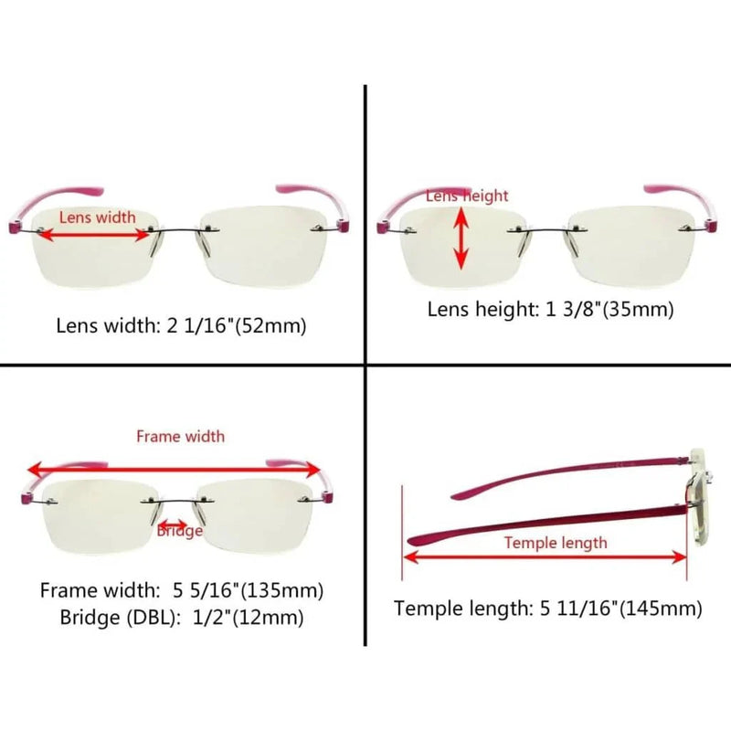 eyekeeper.com 3 Pack Rimless Blue Light Filter Reading Glasses UVR14009 Eyeglasses