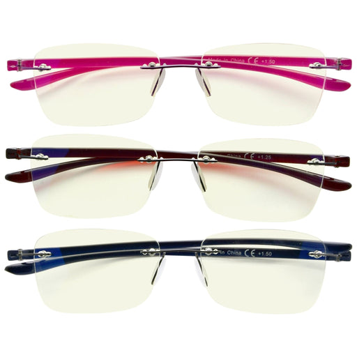 eyekeeper.com - 3 Pack Rimless Blue Light Filter Reading Glasses UVR14009