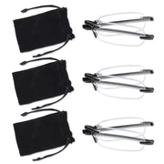 eyekeeper.com 3 Pack Rimless Reading Glasses Foldable Readers R15081 Eyeglasses