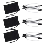 eyekeeper.com 3 Pack Rimless Reading Glasses Foldable Readers R15081 Eyeglasses