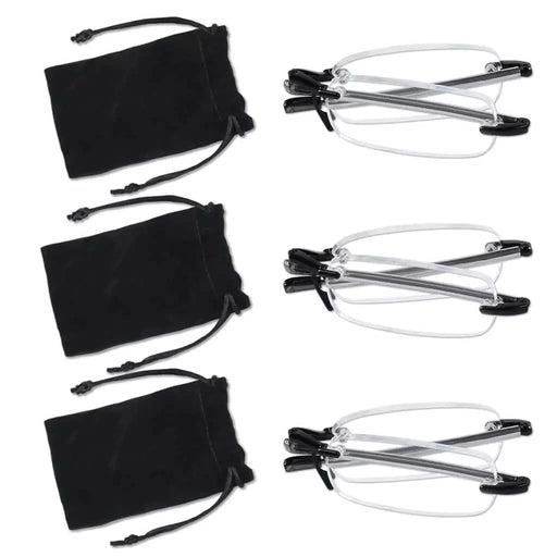 eyekeeper.com 3 Pack Rimless Reading Glasses Foldable Readers R15081 Eyeglasses