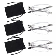 eyekeeper.com 3 Pack Rimless Reading Glasses Foldable Readers R15081 Eyeglasses